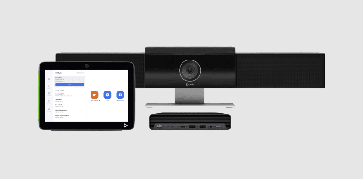 Poly Studio USB video conferencing camera and touchscreen controller kit for medium meeting rooms Poly Studio USB video conferencing camera and touchscreen controller kit for medium meeting rooms